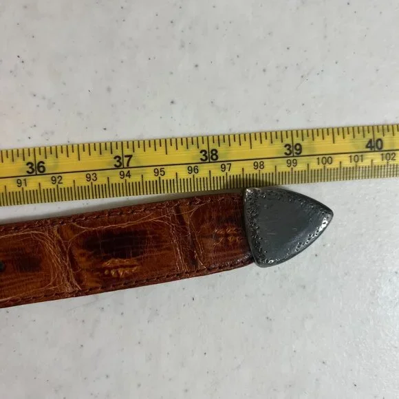 Richard Gampel Belt, Brown Vintage, Crocodile, Made in France, Brown Belt 38" - Picture 5 of 8